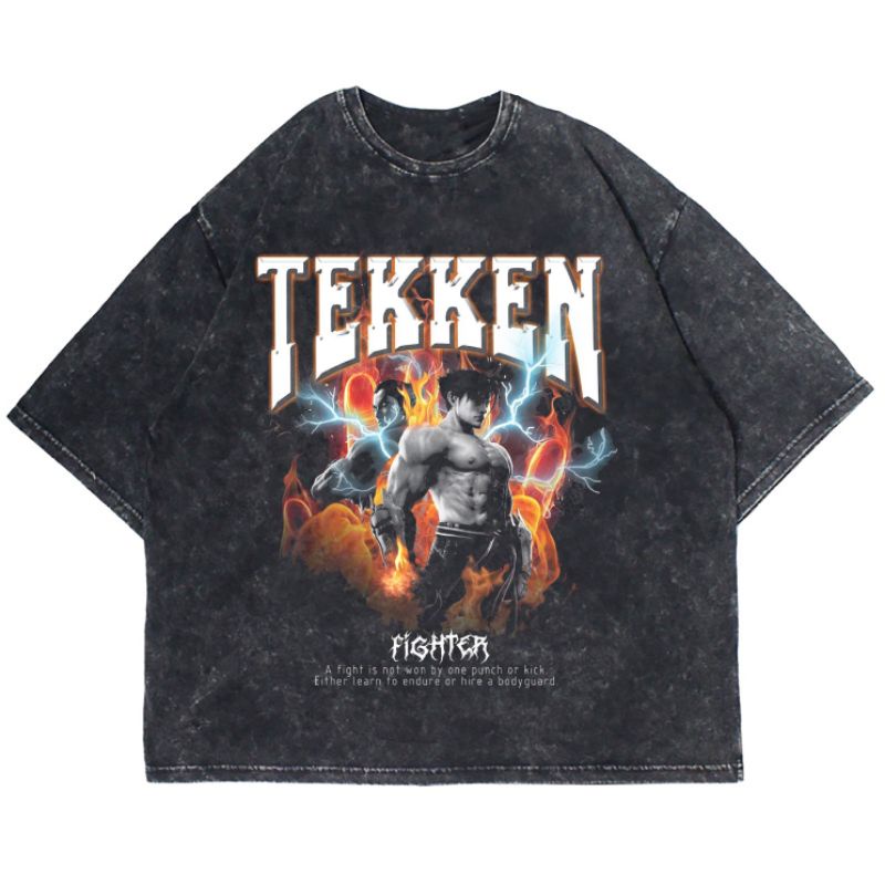 KAOS OVERSIZE TEKKEN WASHING VINTAGE TEE ( WASHING T-SHIRT )