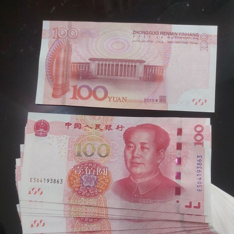 Asli Original Uang Asing 100 Yuan RR China 2015