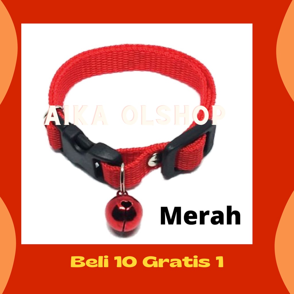 Beli 10 Gratis 1 kalung kucing anjing kelinci krincingan 14mm Polos Murah Dan berkualitas