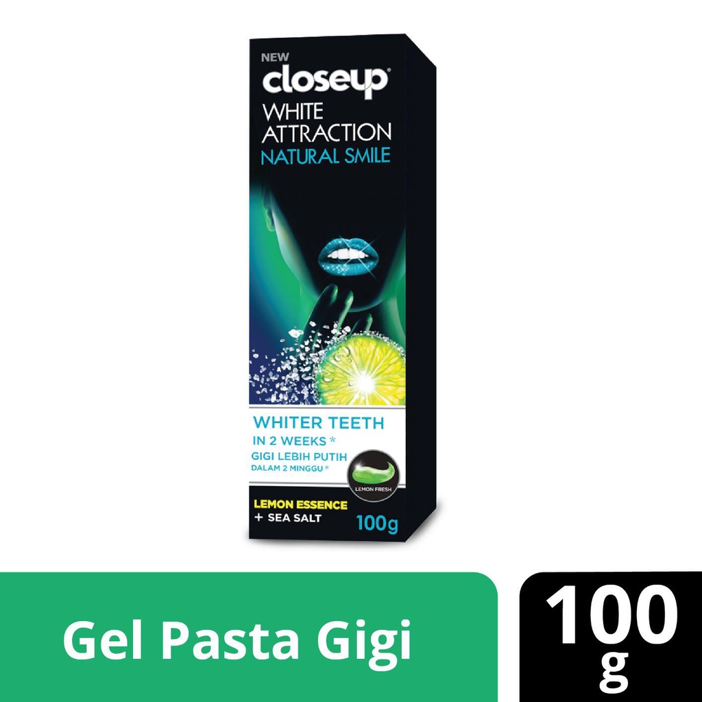 Closeup White Attraction Natural Smile 100gr Close Up Pasta Gigi Pemutih Lemon Twinpack