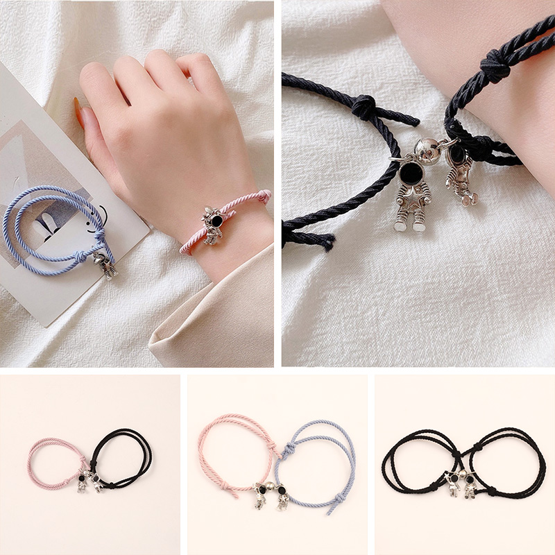 2 Pcs Couple Attracting Bracelet Personalized Creative Hand Strap Simple Token Jewelry