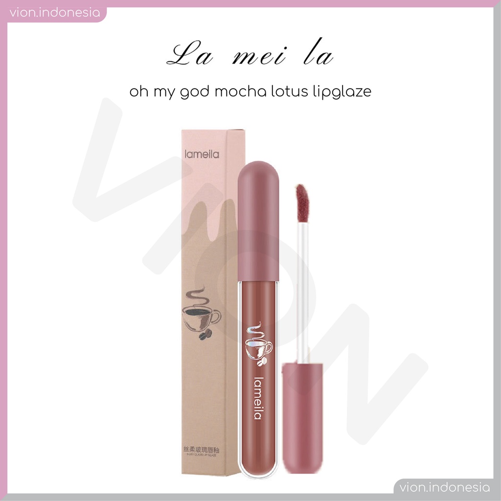 LAMEILA Oh My God Mocha Lotus Lip Glaze Lipstik Lip Gloss Pelembab Silky Original LA034