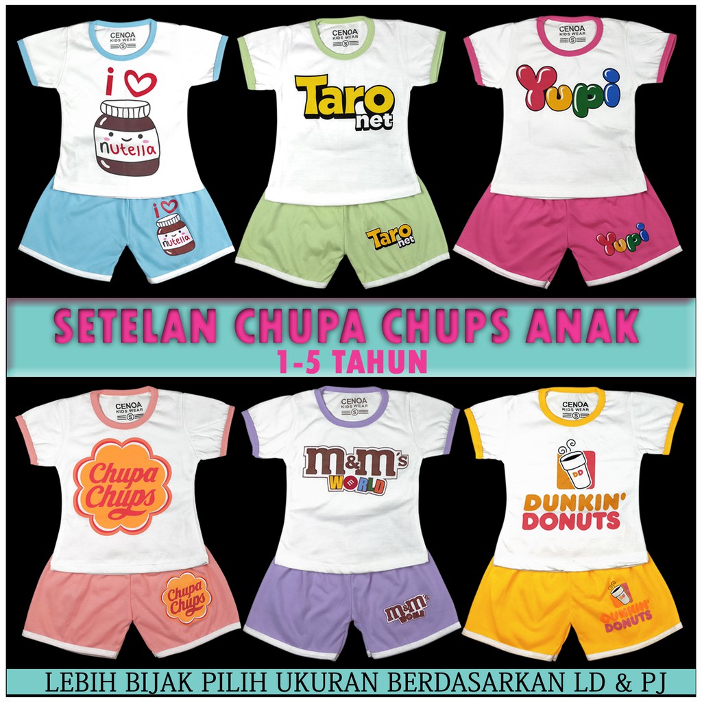 SETELAN ANAK CHUPA CHUPS USIA 1-5 TAHUN/SETELAN BAYI CHUPA CHUPS