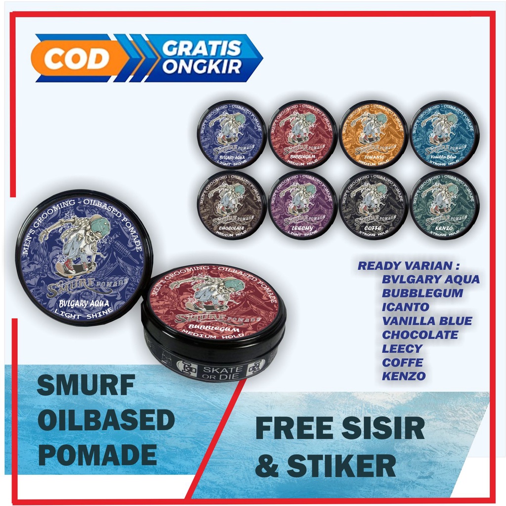 SMURF POMADE 100gr / OILBASED / GROSIR TERMURAH / FREE SISIR DAN STIKER