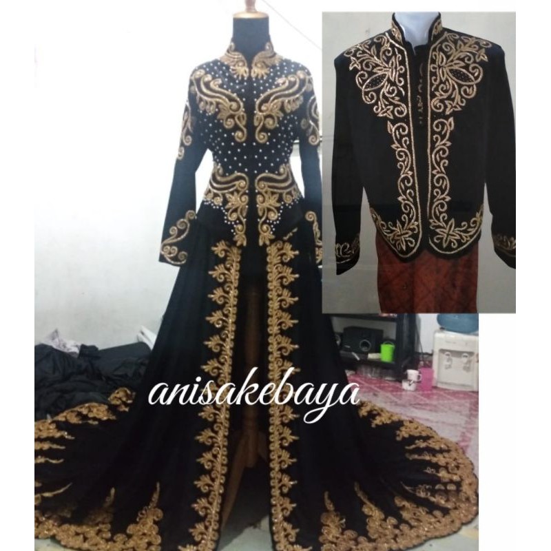 couple kebaya pengantin Jawa bahan bludru