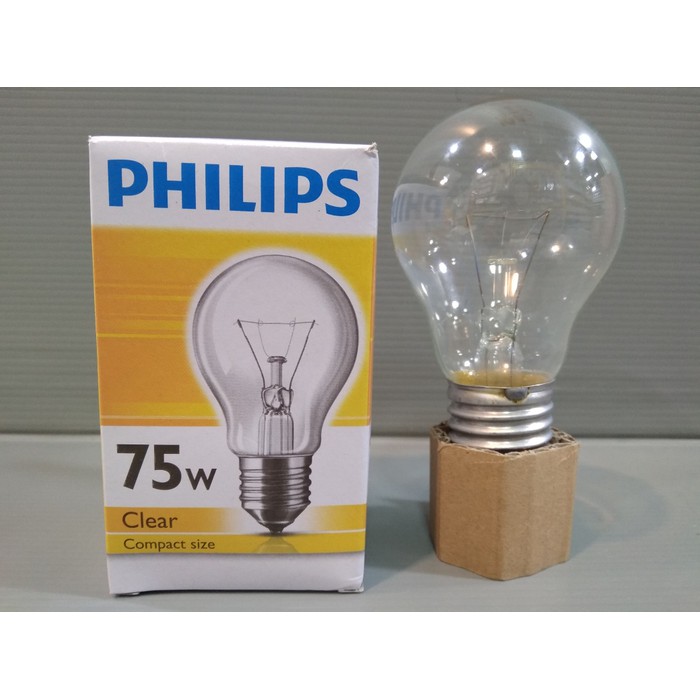 Bohlam Lampu Pijar Philips Classic 75W 75Watt 75 Watt 75 W Clear