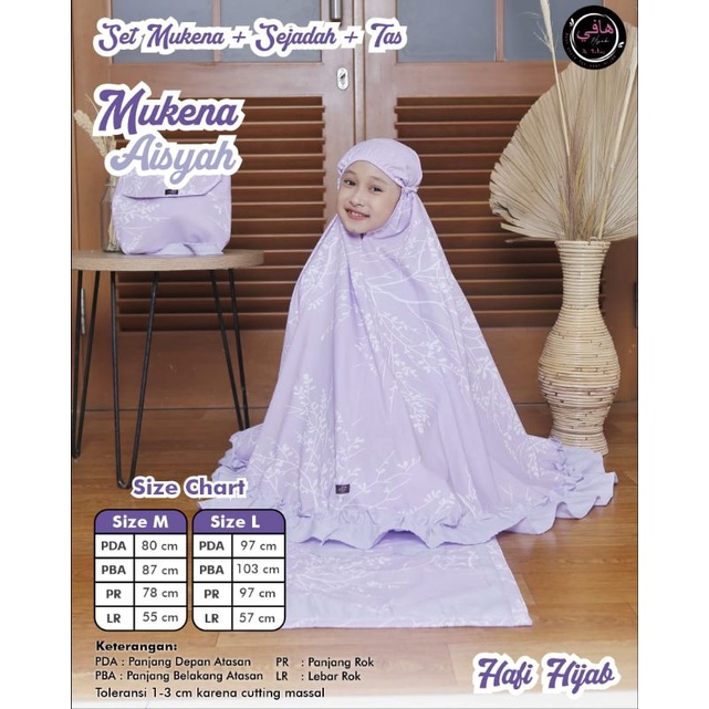 Set 3 in 1 Mukena Anak Aisyah by hafi hijab free tas dan sejadah