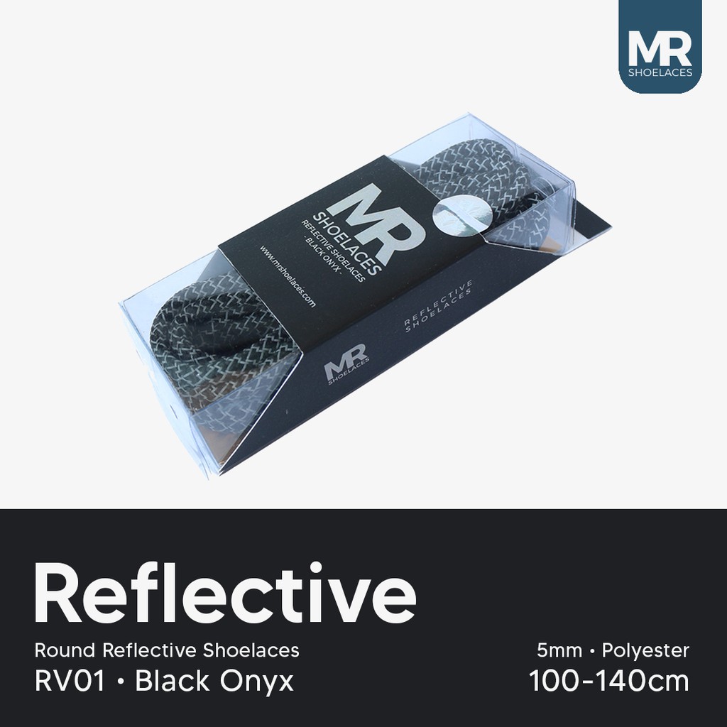 MR Shoelaces RV120 Tali Sepatu Reflektif (Reflective) 5-6mm Bulat Round Panjang 120cm (Menyala) - Premium Shoelace