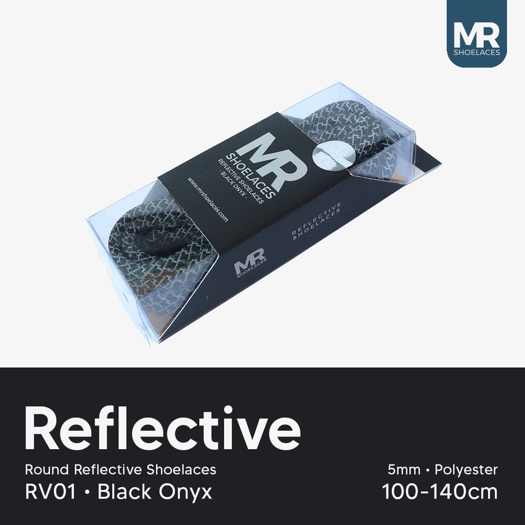 MR Shoelaces RV150 Tali Sepatu Reflektif (Reflective) 5-6mm Bulat Round Panjang 150cm (Menyala) - Premium Shoelace