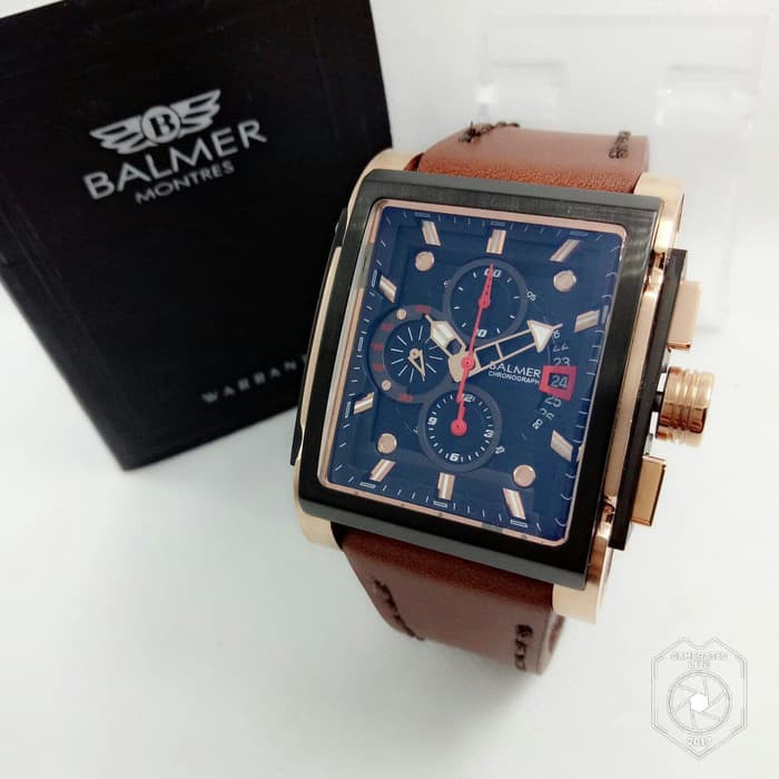Jam Pria Balmer 7948 Leather Rosegold Original
