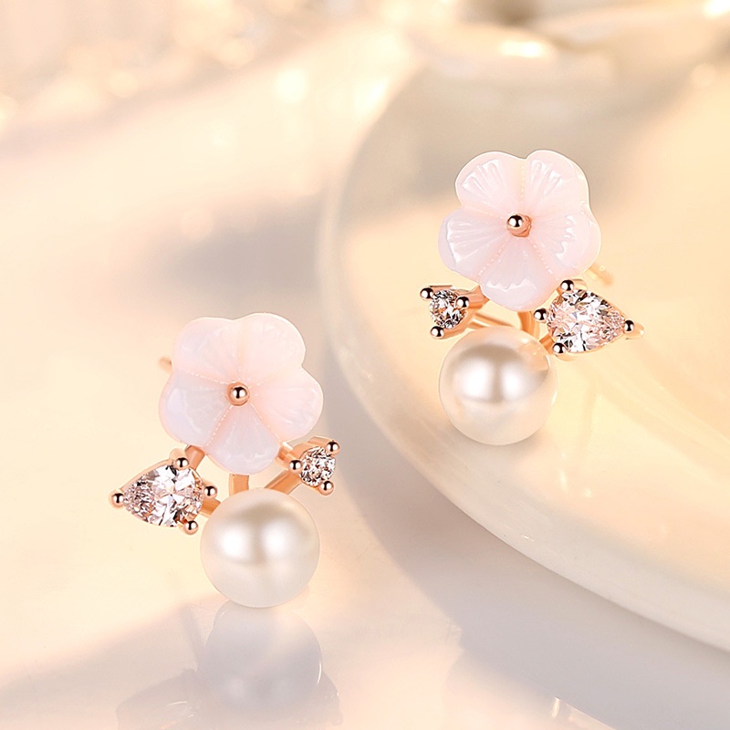 BTS-ERE247FJ Tino-tino Anting Wanita Gaya Korea Jasmine Flower Rodhium Murah/Anting Wanita Korea