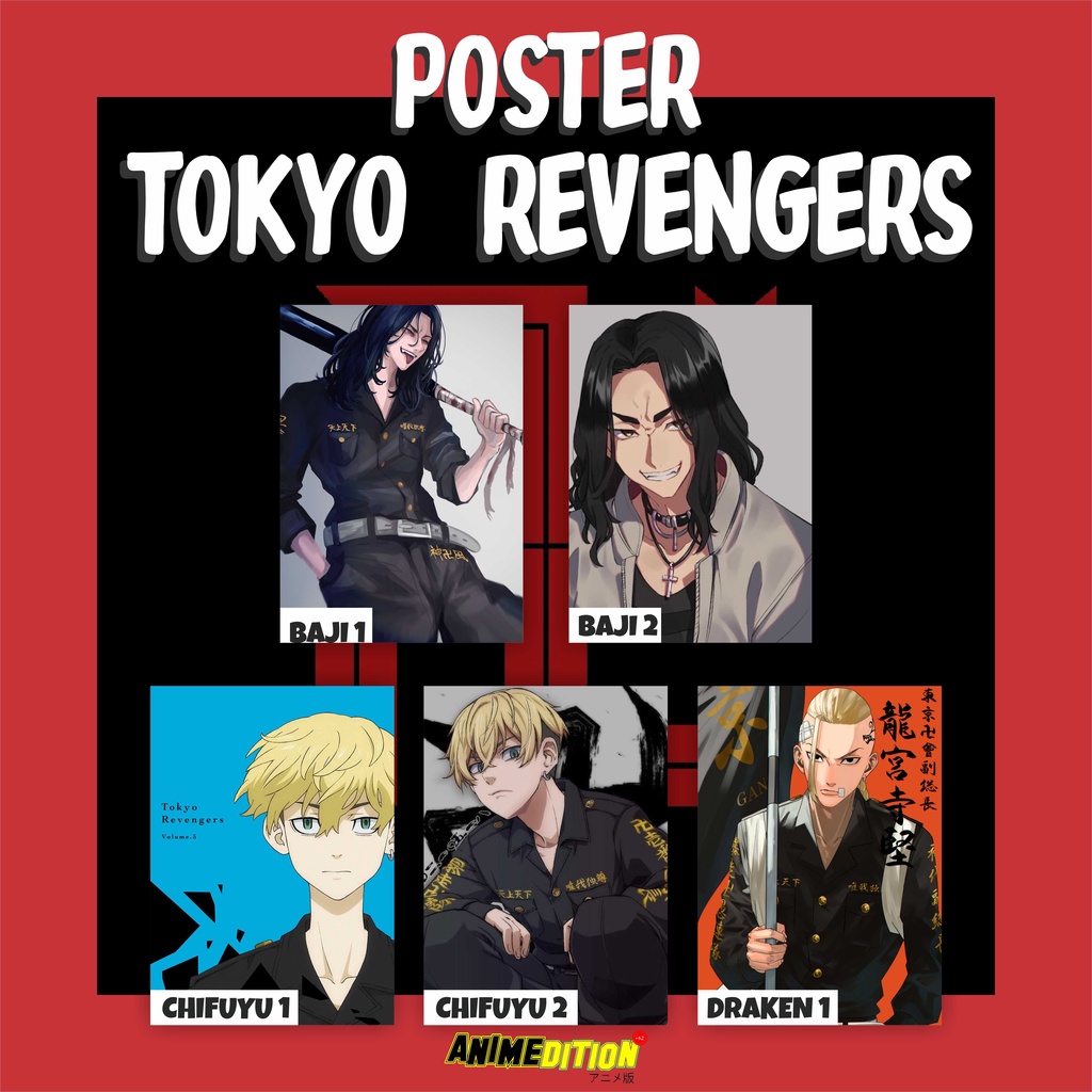 Poster Anime TOKYO REVENGERS MIKEY CHIFUYU DRAKEN