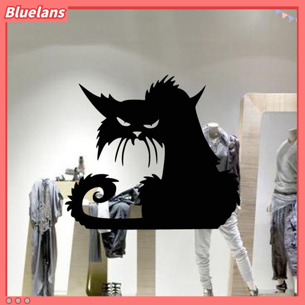 Stiker Dinding Tahan Air Motif Kucing Hitam Halloween Untuk Dekorasi Pintu Kamar Tidur