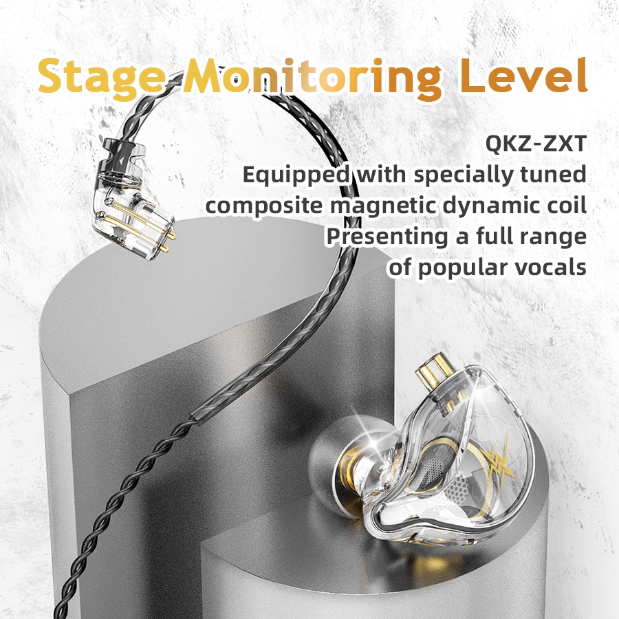 QKZ ZXT 1 Dynamic HIFI Bass IEM Headphone WITH MIC alt ZSN Pro MT1