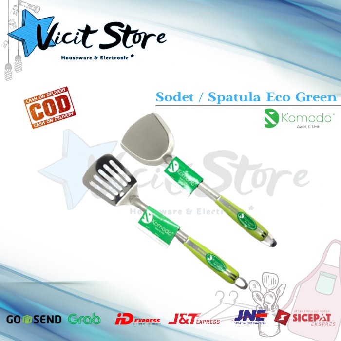 Sodet Spatula Stainless Stell Komodo Eco Green 3 Varian ( Harga 1pcs ) Spatula / Sodet