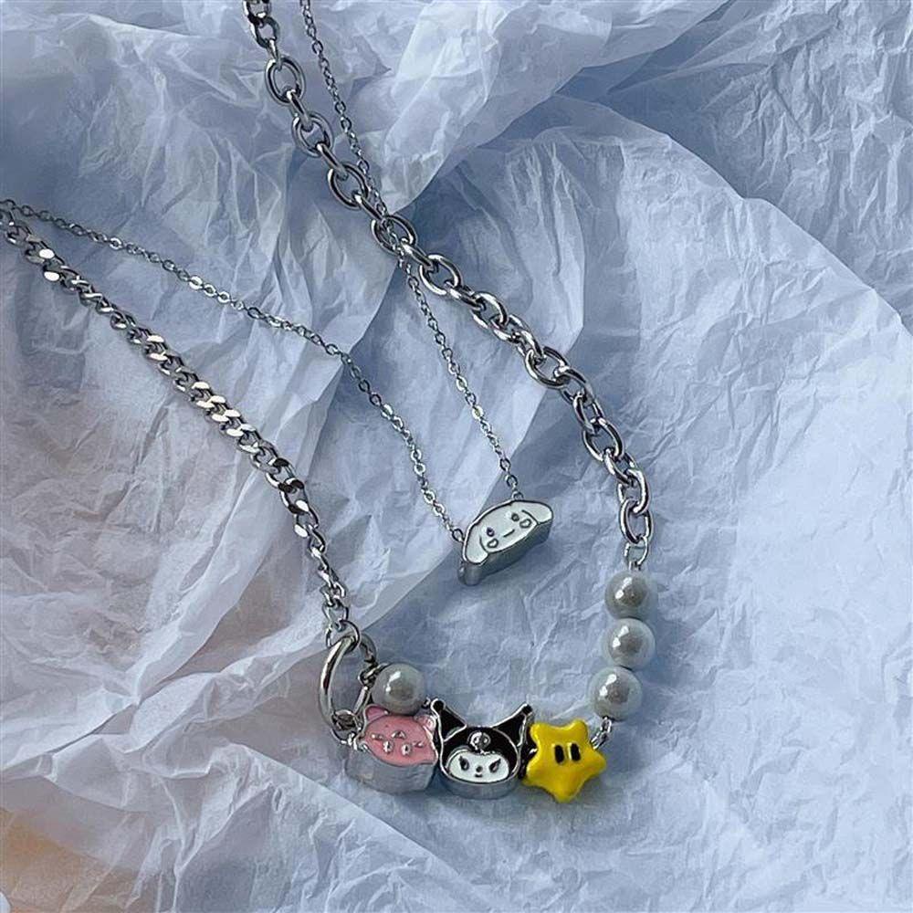 Mxbeauty Wanita Kalung Pacar Hadiah Kepribadian Manis Multi-layer Bintang Rumbai Melody Fashion Perhiasan Anime Liontin Choker