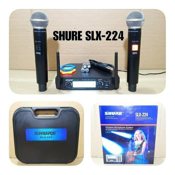 Mic Wireless Shure SLX-224 2handled bonus ring karet