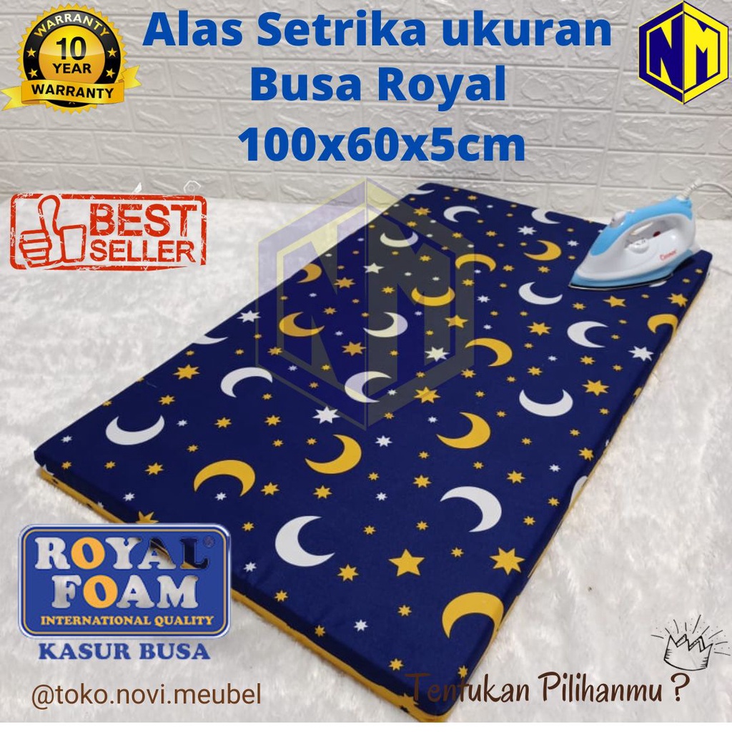 Alas setrika busa royal ukuran 100x60x5cm garansi busa 10tahun