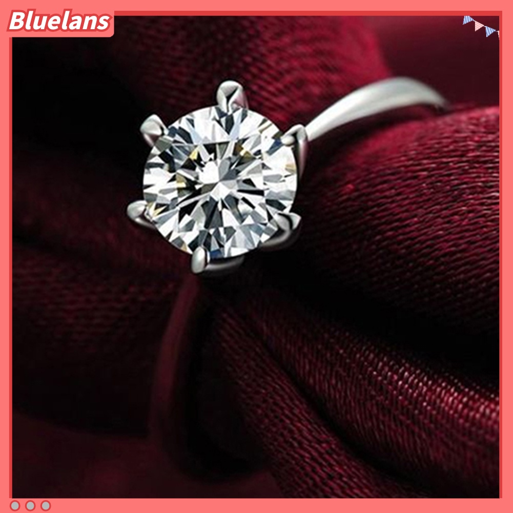 Bluelans Cincin Zircon Inlaid Ukuran 6-9 Untuk Wanita