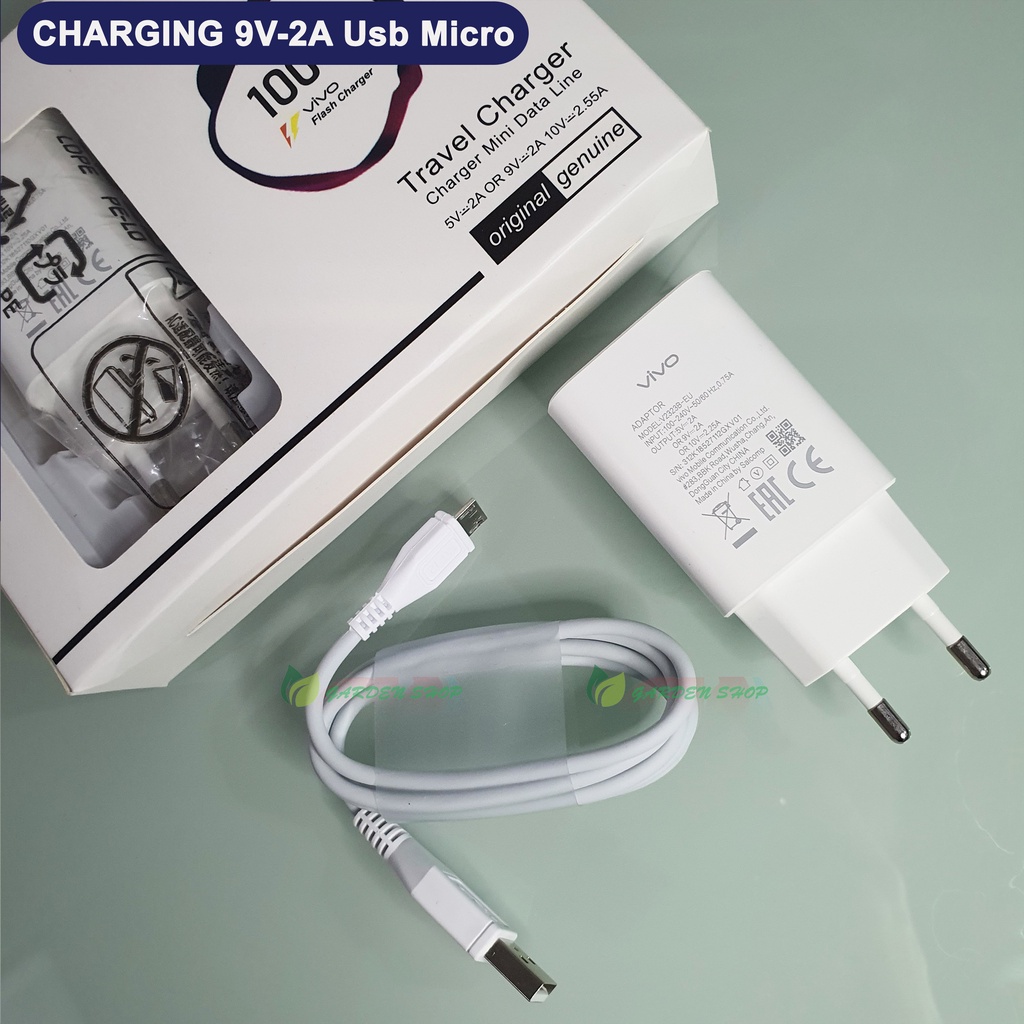 Charger VIVO Original 100% Fast Charging 9V-2A Micro &amp; Type- C