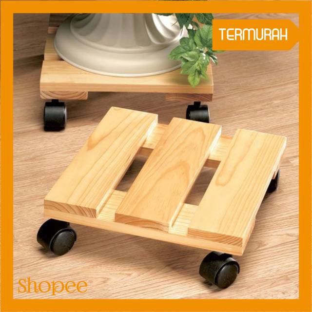 Troli Gas Tabung Gas LPG Kayu / Trolli Galon / Troli Pot Tanaman / Trolley Pemindah Barang di Rumah