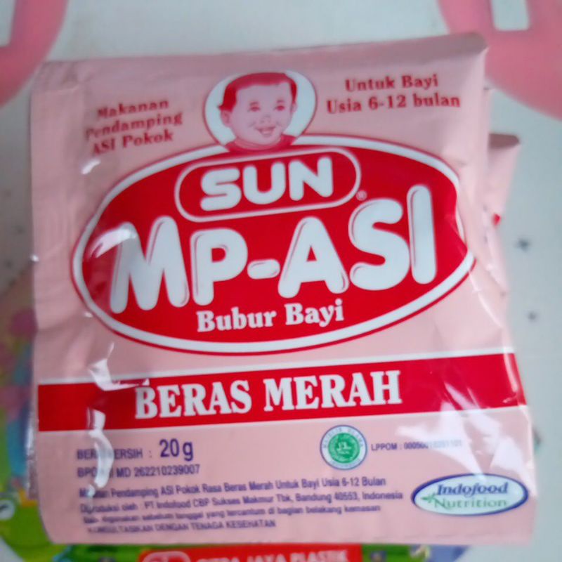 SUN Mpasi Bubur Bayi Susu Biskuit Sachet Beras Merah 20gr Mp-asi Mp Kacang Hijau Pisang Ubi Ungu Sereal