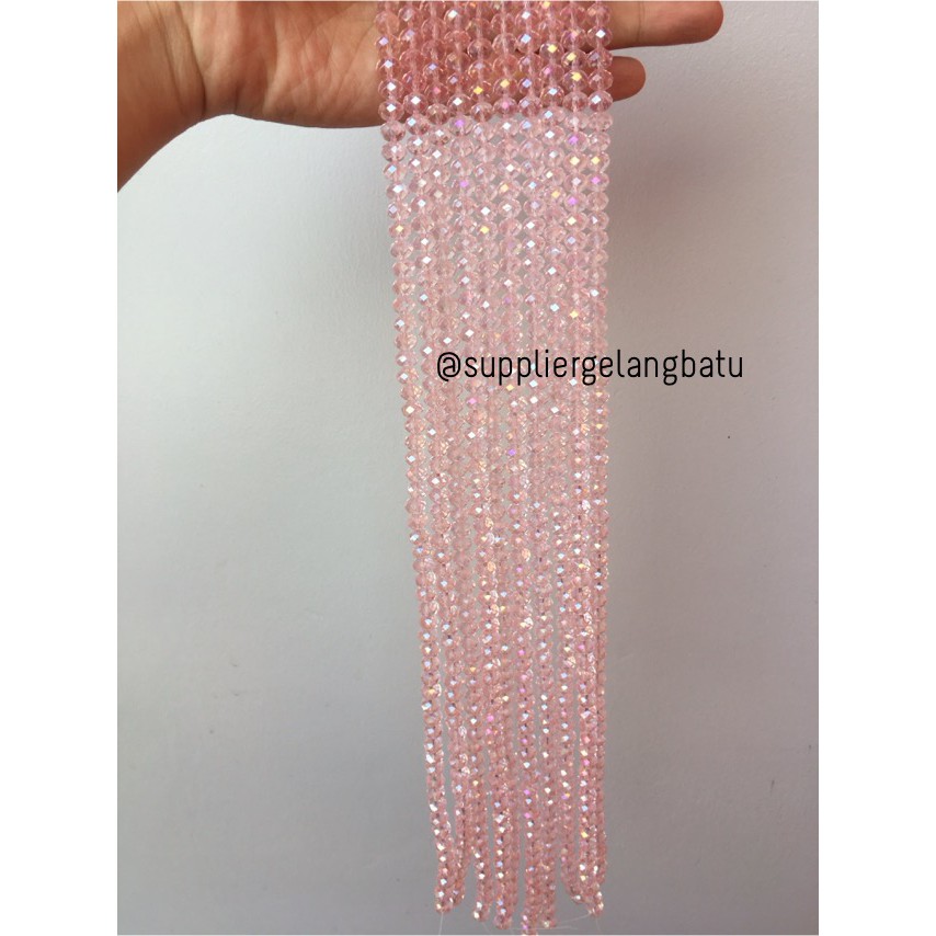 Crystal Ceko Doff 8mm PINK BENING aksesoris beads manik quartz kuarsa bahan gelang kalung olshop