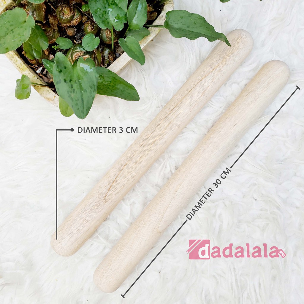 DADALALA Rolling Pin Adonan Kue Model Stick Ukuran Kecil 30 Cm Bahan Kayu Mahoni