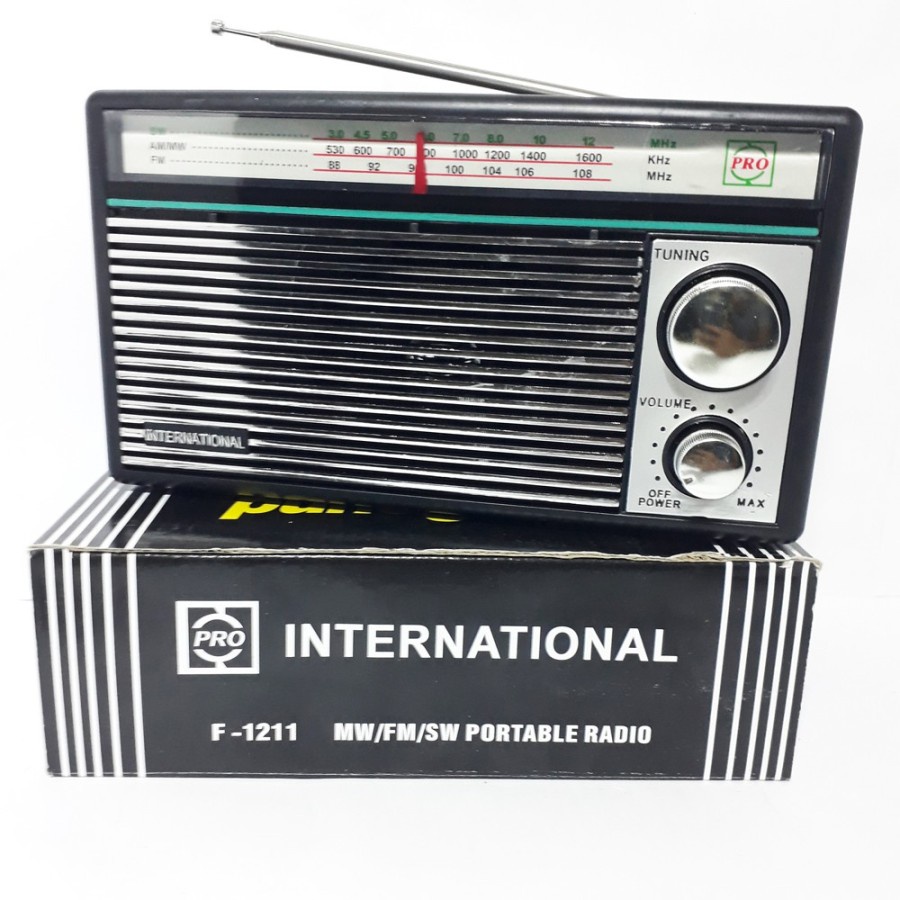 Radio Jadul International F-1211 Big Sound Radio Portable AM FM rojda