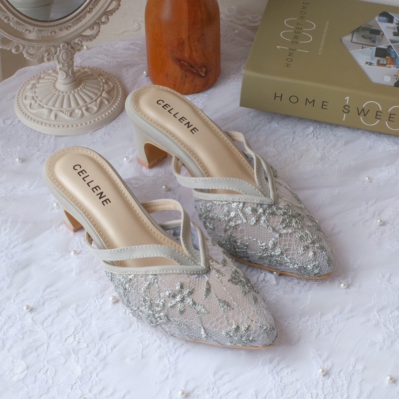 𝗖𝗘𝗟𝗟𝗘𝗡𝗘 Jianya Lace Heels / wedding shoes sepatu pengantin brukat 5cm