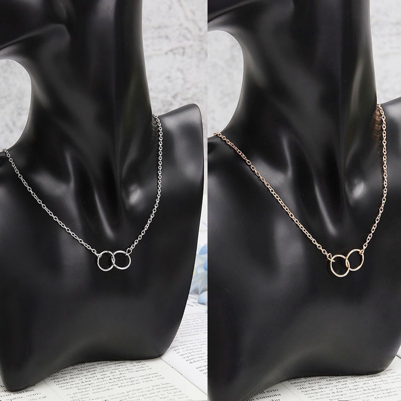 Min 1pc Gold and Silver Infinity Double Circles Necklace for Girls Circles Pendant Necklace Freeshipping