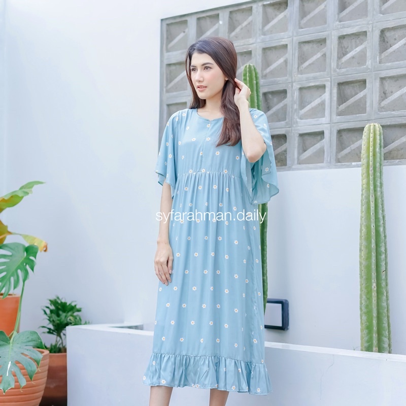 Daster Basic Daily Wear Original By Hd. Id Daster Busui Ruffle Daisy Kekinian Rayon