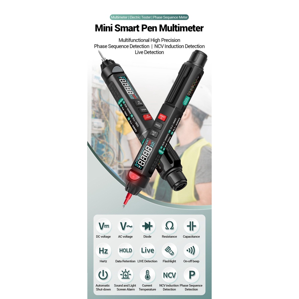 Solighter Pen Type Digital Smart Multimeter Presisi Tinggi Non Kontak AC/DC Auto Intelligent Sensor