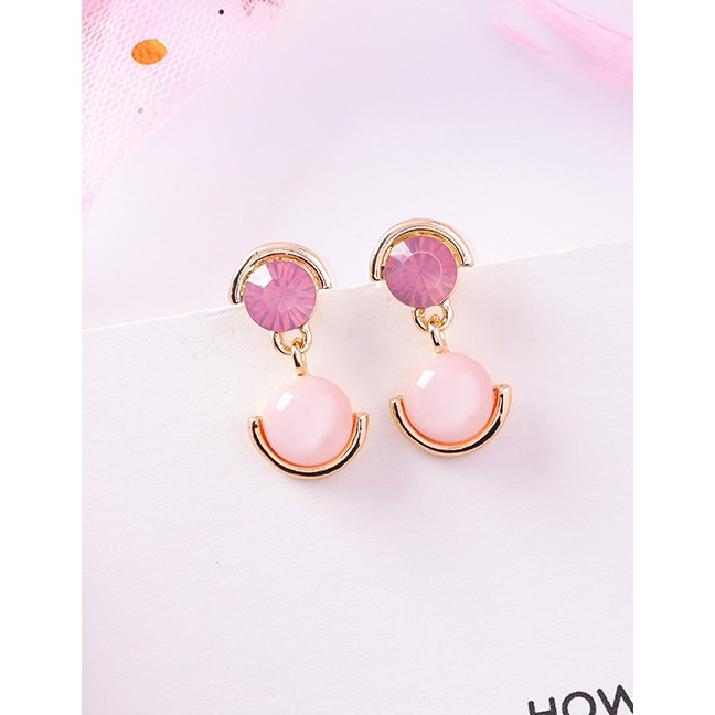 LRC Anting Tusuk Fashion (fan-shaped Rhinestone Gemstone) 925 Silver Needle Geometric Pearl F3906X