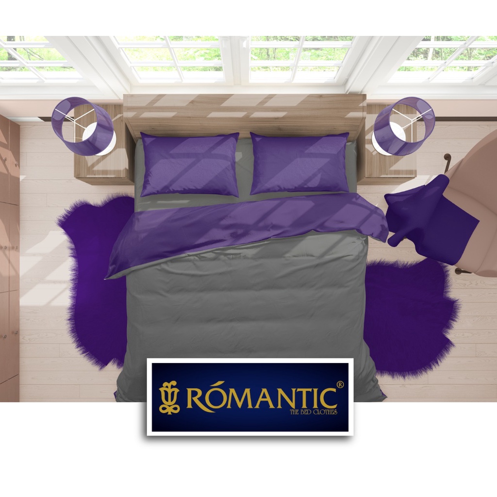 Two Tone Bedcover ROMANTIC Abu x Ungu aesthetic Bandung