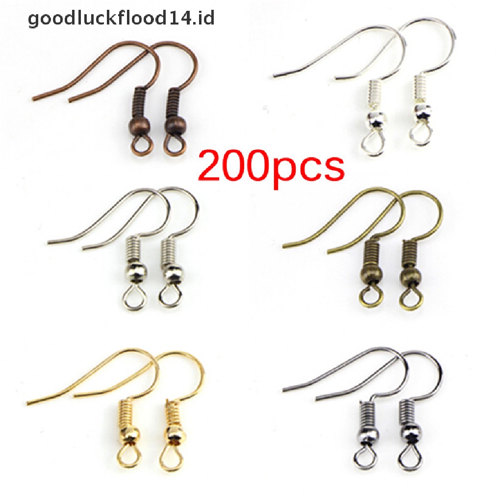 [OOID] 200PCS/Bag Earrings Hook Clasp Ear Hook Wire Bead DIY Jewelry Making Findings ID