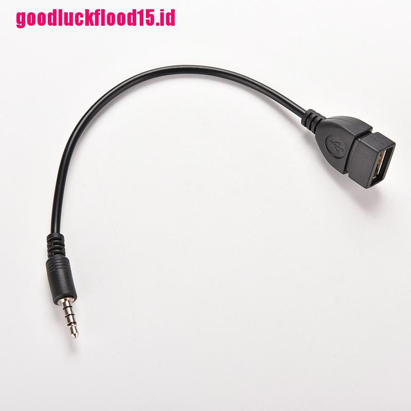 (LUCKID) 1pc Kabel Konverter Audio AUX 3.5mm Male Ke USB 2.0 Female Untuk Mobil