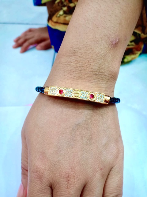 Gelang tangan wanita kulit variasi lapis emas