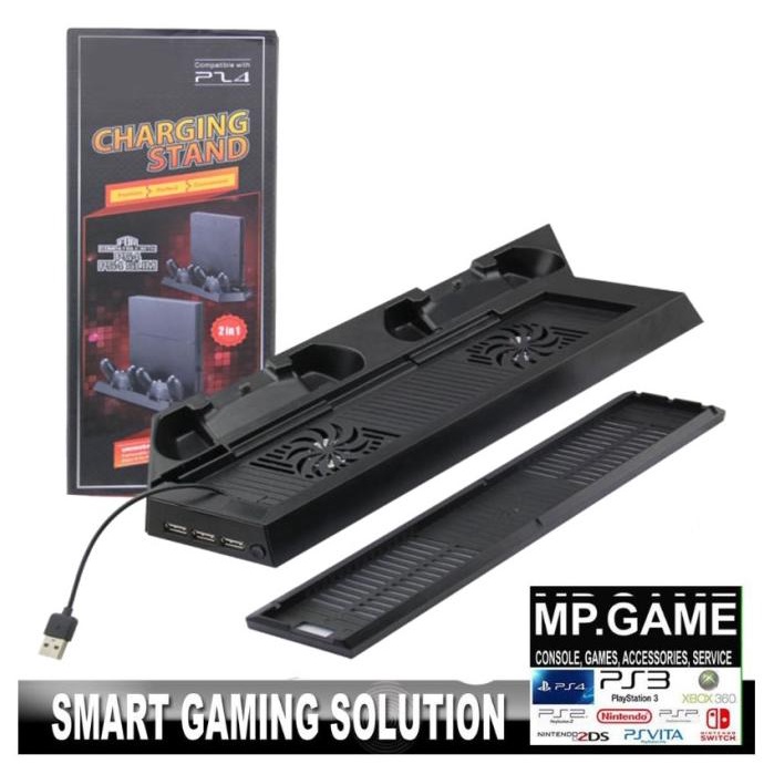 2 in 1 Charging Stand + Cooling Fan PS4 Fat/Slim +3 Slot USB