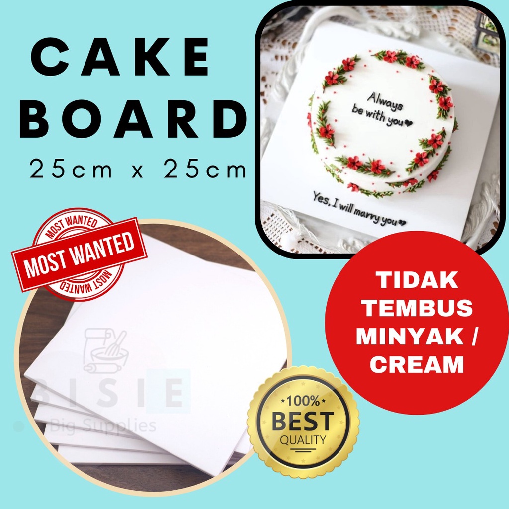 

ALAS KUE KOTAK CAKE BOARD KOTAK PUTIH 25x25 CM 25 CM PAPAN KUE TART