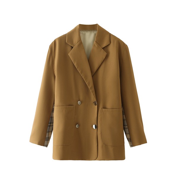 34130 Blazer Coklat Wanita Lengan Panjang Baju Kantoran Jas Kerja Korean Style