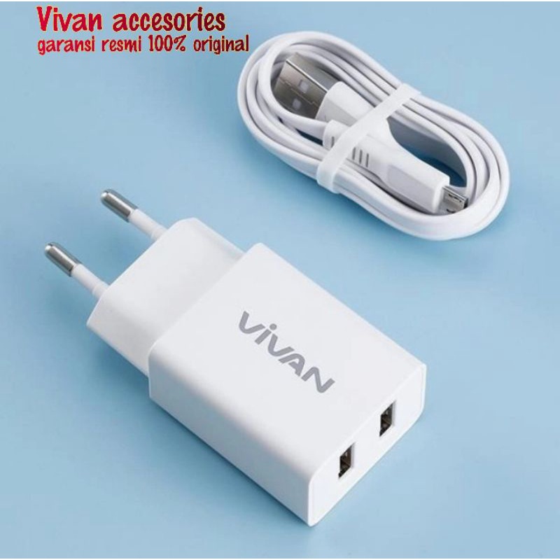 vivan DD02 12W Dual Port Charger 2,4A With Micro USB Kabel Data