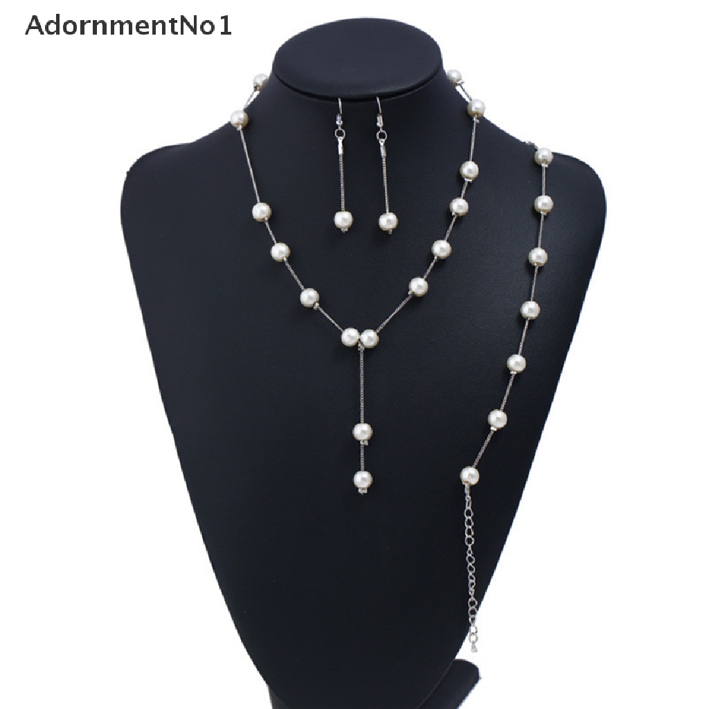 (AdornmentNo1) Set Kalung Choker + Gelang Tangan + Anting Tusuk Aksen Mutiara Imitasi Untuk Perhiasan Wanita