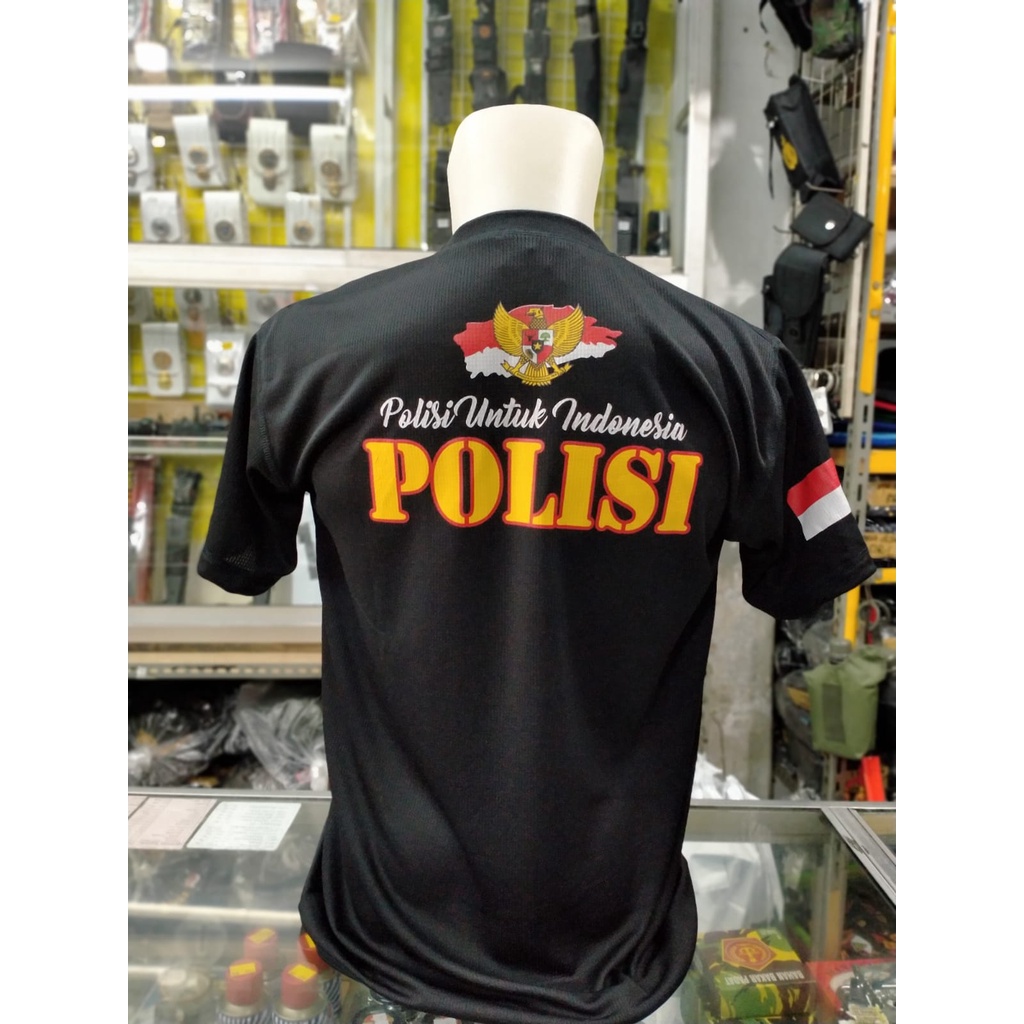 Kaos Oblong POLRI Bahan Drifit Hitam dan Cokelat