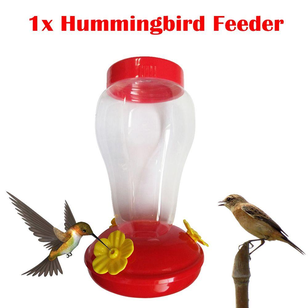 REBUY Rebuy Hummingbird Feeder Plastik Otomatis Dengan Pengait Perlengkapan Burung Botol Nuri Teras Tempat Makanan