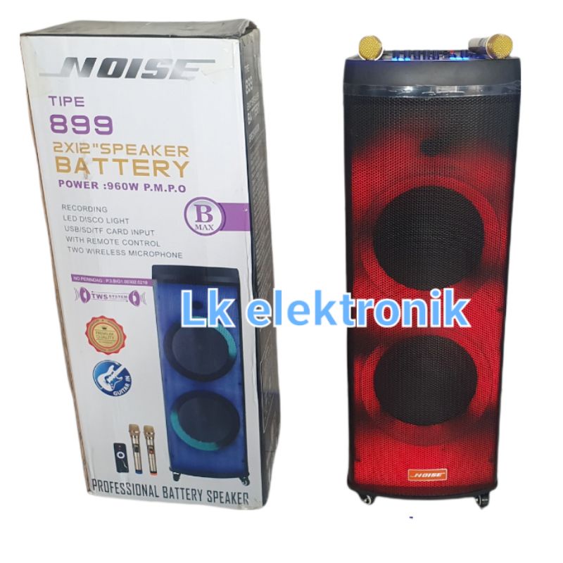 Speaker Portable 12 inch Noise 899B Max Bluetooth Full RGB 2 Mic Wireless + Gratis Ongkir Original