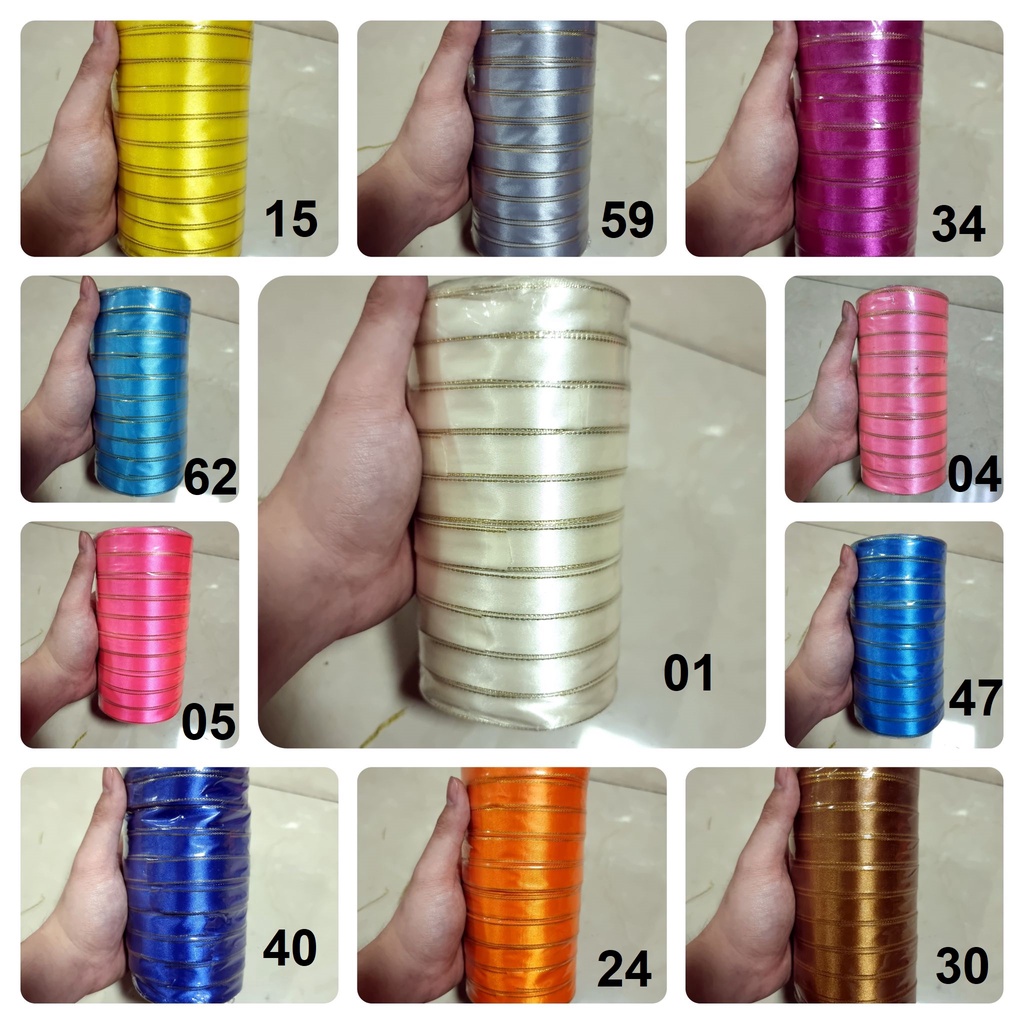 Pita Satin 5/8 inch / 1,6 cm per Slop (10 roll) Grosir Obral Cuci Gudang Pita Kado 5/8&quot;