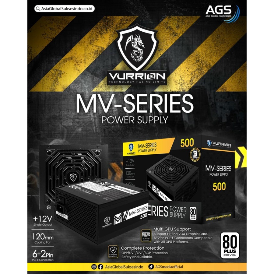 POWER SUPPLY ATX VURRION MV SERIES 500