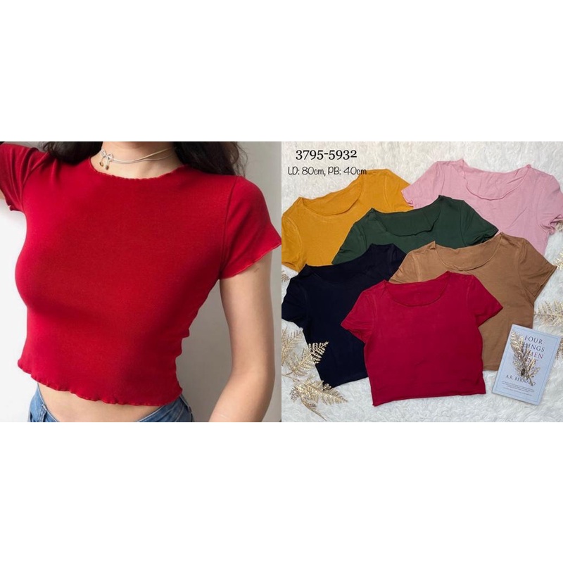 croptop amora  polos wanita import.kaos pendek korean import .crop murah spandek halus ,croptop murah