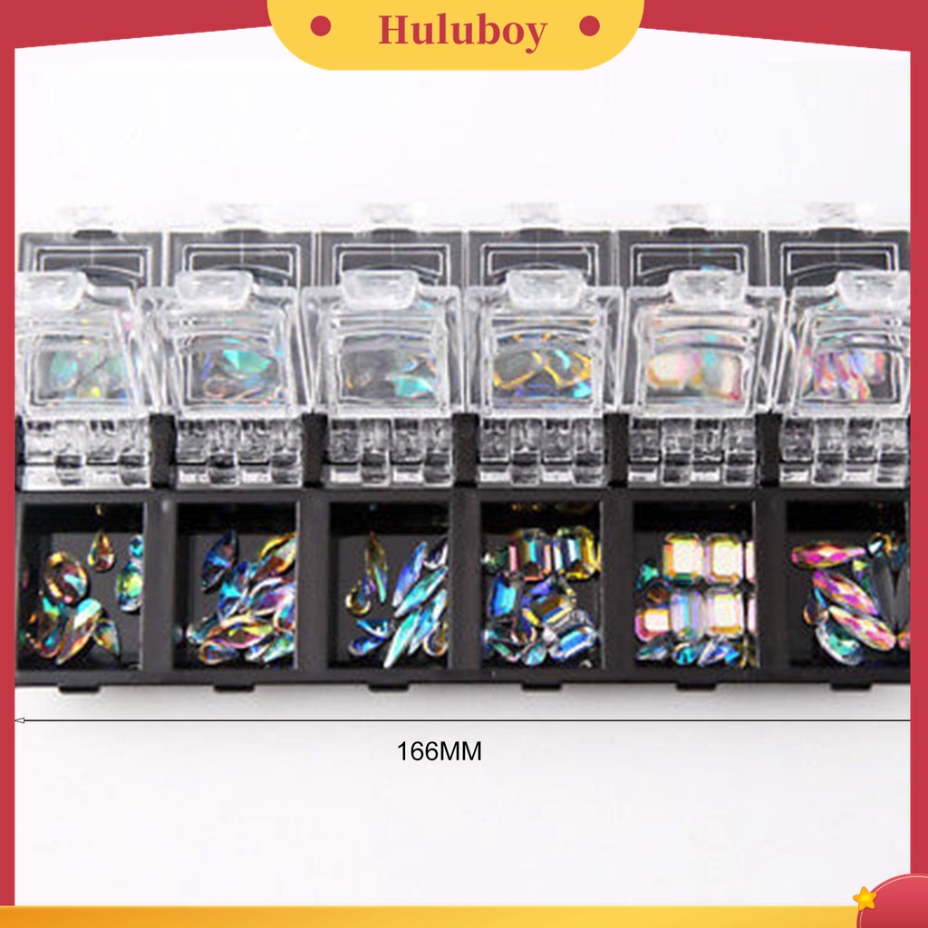 Huluboy Huluboy♡ 12 Kotak Stiker Kuku 3D Aneka Ukuran Warna Warni Untuk Nail Art